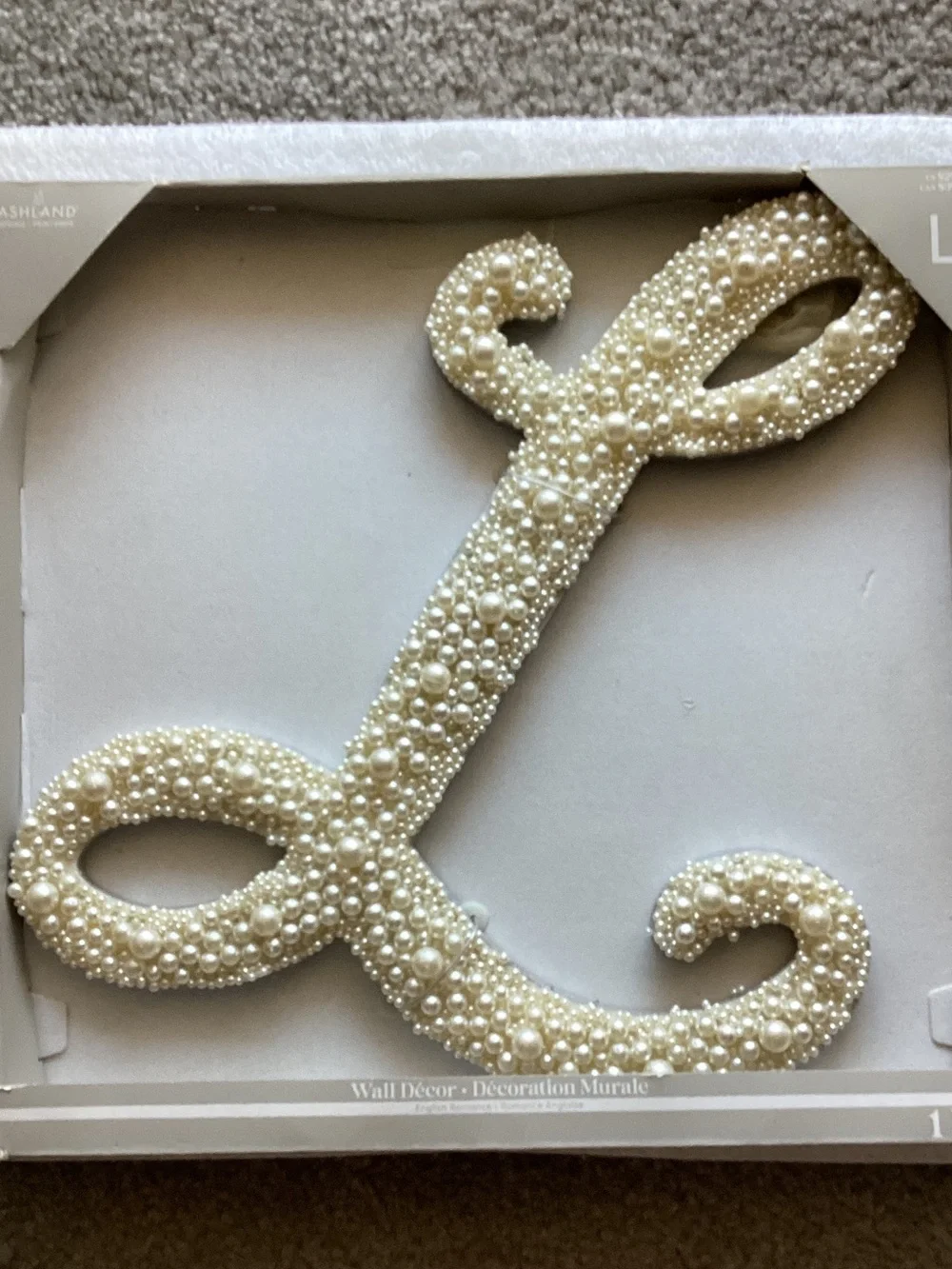 Ashland Pearl-Embellished Monogram 'L' in Cream (extra sign included)